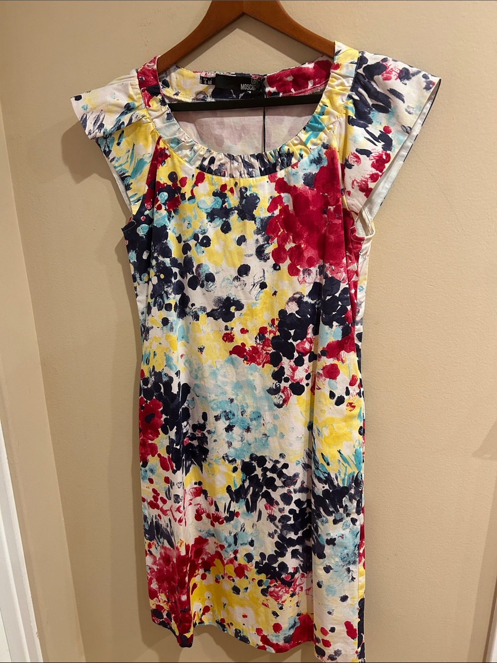 NWT Love Moschino Floral Abstract Print Ruffle Dress US 6 IT 40